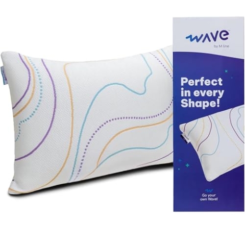M LINE Höhenverstellbares Memory Foam Kissen - Ergonomisches Kopfkissen - Ideal für Seitenschläfer und Rückenschläfer - Mit Sommer- und Winterseite - Anti Allergiker - 50x70cm - Wave Shape Kissen by