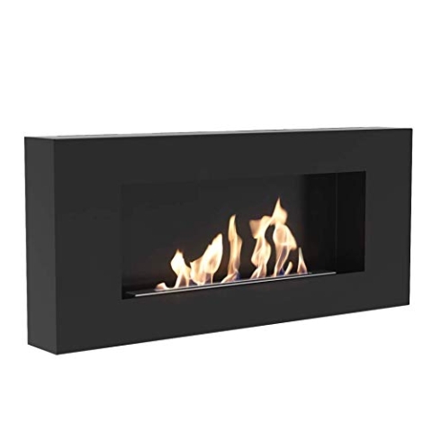 kratki Biokamin Delta Flat ohne Verglasung | 400 x 900 cm | 0,4 L Behälter | Schwarz | Wandkamin | Ideal für Zuhause, Wohnzimmer oder Schlafzimmer | TÜV - Rheinland geprüft