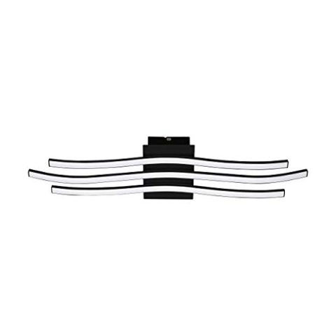 EGLO LED Deckenleuchte Roncade 1, 3 flammige Wandlampe, Deckenlampe aus Aluminium, Stahl in Schwarz und Kunststoff in Weiß, Wohnzimmerlampe, warmweiß, L 65 cm