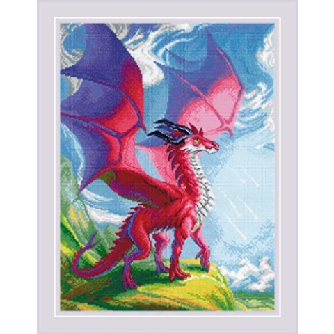 Riolis Kreuzstich Set "Der mächtige Drache", Zählmuster, 30x40cm