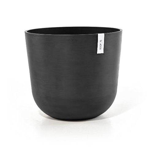 Ecopots Blumentopf Oslo Dunkel Grau - mit Wasserversorgung - Durchmesser Ø 45 cm rund groß - Pflanzentopf aus Recycling Kunststoff - Übertopf modern für Indoor und Outdoor