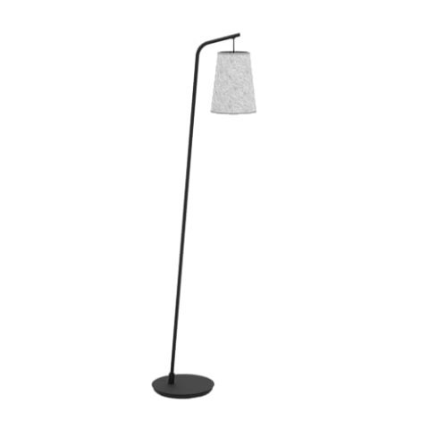 EGLO Stehlampe Alsager, Eck Standleuchte, hohe Stehleuchte aus Metall in Schwarz mit Lampenschirm aus grauem Filz, Lampe Wohnzimmer mit E27 Fassung, 170 cm