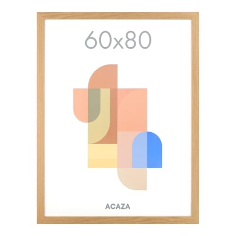 ACAZA Bilderrahmen 60 x 80 cm, MDF Holz für Fotowand, großer Fotorahmen für Poster oder Bilder als Bilderwand Deko, Warme Eiche