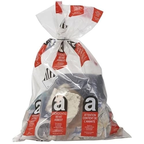 50 Stück LDPE Asbestsack Transparent | 80x120 | 25KG | 80L | Asbest Big Bag Säcke | Säcke Für Asbest | Asbestabfälle Beutel Polyethylen mit einer Dicke von 100 Mikron
