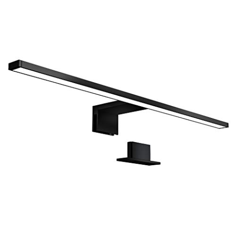 B.K.Licht - Spiegelleuchte Bad mit 2 in 1 Montage, neutralweiße Lichtfarbe, klemmbar, 600mm, Badezimmerlampe, Schrankbeleuchtung, Spiegellampe, Lampe Badezimmer, Spiegelbeleuchtung, Schwarz