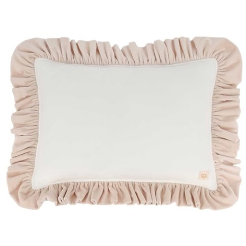 Moi Mili Kissen mit Rüsche Dekokissen 60 x 40 x 10 cm Handgefertigt Kissen mit Volant für Wohnzimmer Schlafzimmer Kinderzimmer Antiallergische Füllung Beige-Kissen