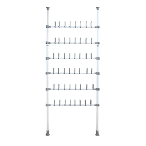 WENKO Teleskop-System Herkules Shoes, verstellbares Schuhregal für 48 Paar Schuhe & Stiefel, für den begehbaren Kleiderschrank, aus pulverbeschichtetem Metall, 94 x 165-300 x 9 cm, Weiß