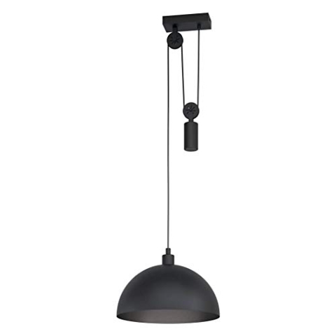 EGLO Pendelleuchte Winkworth 1, 1 flammige Hängelampe Vintage, Industrial, Retro, Hängeleuchte aus Stahl in Schwarz, Esstischlampe, Wohnzimmerlampe hängend mit E27 Fassung