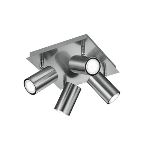 Trio Leuchten Rondell in Nickel matt, Rondel 4-flammig, exklusiv 4xGU10, 24 x 24 cm 802430407