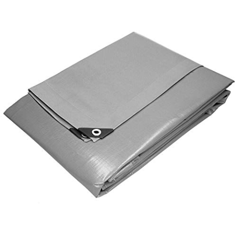ECD Germany Abdeckplane Gewebeplane mit Ösen 8x10m 80m² 260g/m² Grau aus Polyethylen Schimmelresistent Wasserdicht Reißfest Schutzplane Bootsplane Gartenplane Holzplane Plane für Gartenmöbel Pool Auto