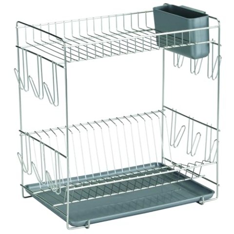 Sauvic Großer Edelstahl-Geschirrabtropfer, 43x25x41,5 cm