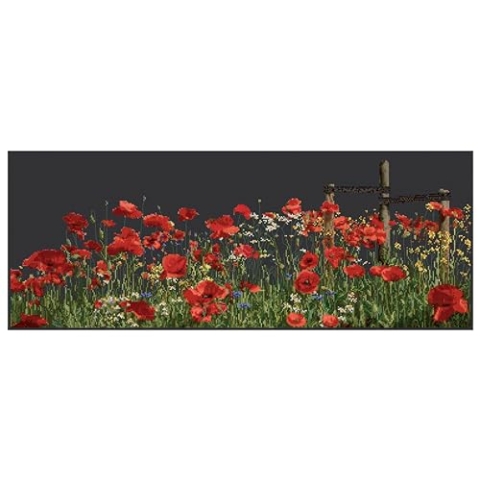 Thea Gouverneur - Kreuzstich-Set - Mohnblumen - Aida Schwarz - 18 Count - Für Erwachsene - 546.05