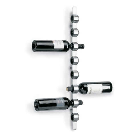 blomus -CIOSO- Weinflaschen-Wandhalter in exklusiver Optik, Edelstahl-matt, Platz für 8 Flaschen, außergewöhnliche Weinpräsentation, hochwertig (H / B / T: 74,5 x 3,5 x 7 cm, Edelstahl, 65193)