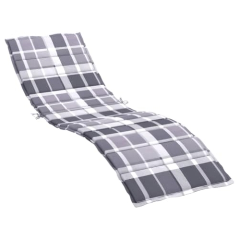 vidaXL Sonnenliege Auflage, Liegenauflage Outdoor, Polster Auflage für Gartenliege Liegestuhl, Polsterauflage, Grau Karomuster 200x70x3cm Oxford-Gewebe