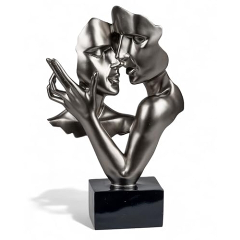 formano Deko Liebespaar auf Sockel Metallic 38 cm Skulptur Figur Statue Paar