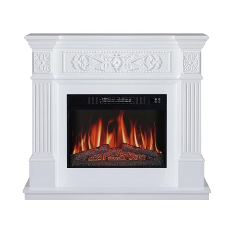 ArtiFlame Elektrokamin Toscana AF23S, Elektrischer Standkamin mit Heizung 1800 W, realistischer 3D-Flammeneffekt, LED-Beleuchtung, Fernbedienung, Timer, Thermostat, Knistereffekt, MDF (Weiß)