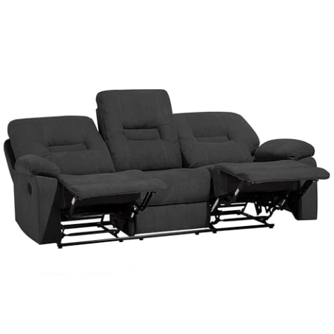 Klassischer 3-Sitzer Sofa Polsterbezug dunkelgrau verstellbar Bergen