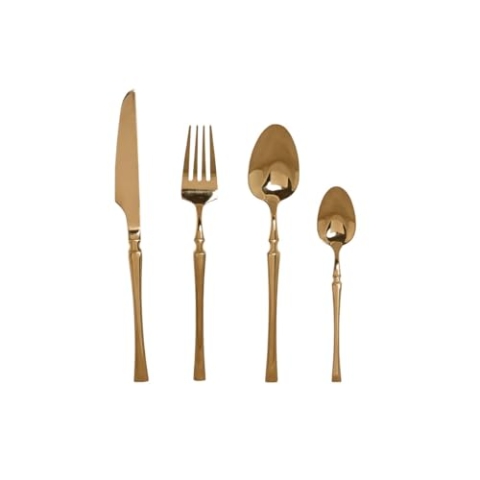 Home ESPRIT Goldenes Besteckset aus Edelstahl, 3 x 1,5 x 15 cm, 16-teilig