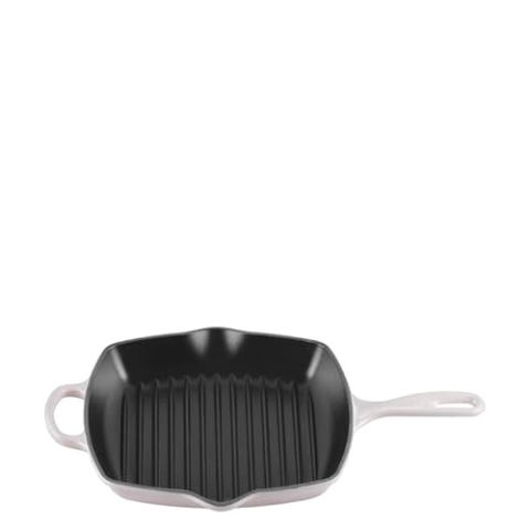 Le Creuset Signature Gusseisen-Grillpfanne, Quadratisch, 26 cm, Für alle Herdarten inkl. Induktion geeignet, 2,86 kg, Shell Pink, 20183267770422