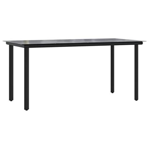 vidaXL Garten Esstisch Terrassentisch Balkontisch Gartentisch Glastisch Tisch Gartenmöbel Stahlrahmen Schwarz 160x80x74cm Stahl Hartglas
