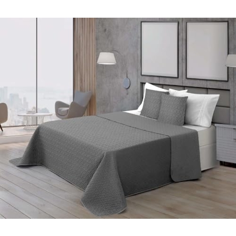 Belum Tagesdecke Bouti Microsati, 100 g, Modell Stahl, für Betten mit 150/160 cm (250 x 270 cm), extra weiche Tagesdecke für Frühling, Sommer, Herbst und Winter