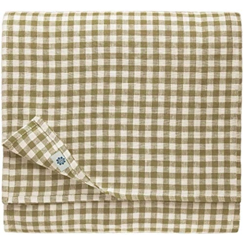Linen & Cotton Tischdecke Tischtuch Tischwäsche Kariert Landhausstil Estella - 100% Leinen, Weiß Weiss Beige (140 x 200 cm) Festliche Rechteckige Frühling Home Küche Restaurant Cafe Hotel Gastronomie