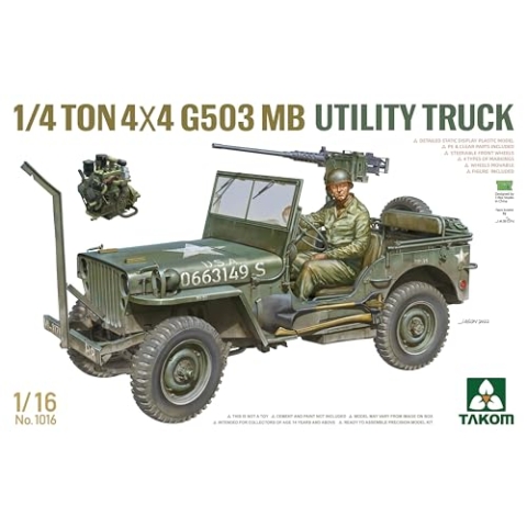 TAKOM TAK1016 1016 1/4 -ton 4×4 G503 MB utility truck inklusive Figur Maßstab 1:16 - Modellbau, TKO1016
