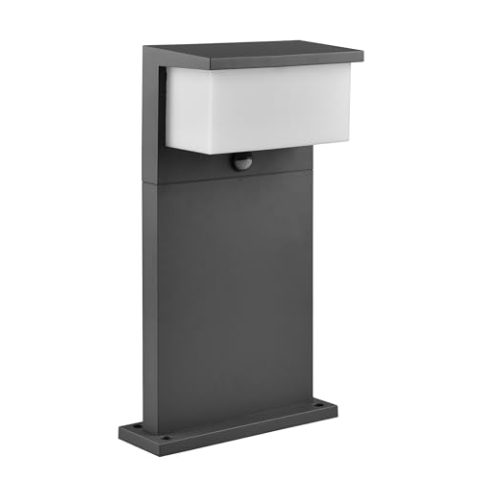 Trio Leuchten LED Außen Wegeleuchte Nestos 540969142, Aluminium Druckguss Anthrazit, Schirm Kunststoff Weiß, inkl. 13 Watt LED, Bewegungssensor