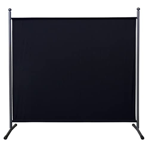 QUICK STAR Paravent 180 x 178 cm Stoff Raumteiler Groß Garten Stellwand Trennwand Balkon Sichtschutz Schwarz