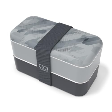 monbento - Bento Box Erwachsene MB Original graphic Dimensions Made in France - Lunchbox mit Fächern Auslaufsicher - Perfekt für Büro/Picknick - BPA Frei Brotdose - Lebensmittelbehälter - Monochrom