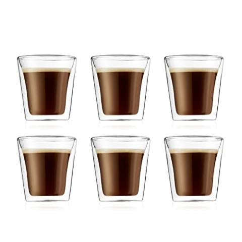 Bodum CANTEEN Gläser-Set (Doppelwandig, 0,1 liters) transparent, 6 Stück (1er Pack)