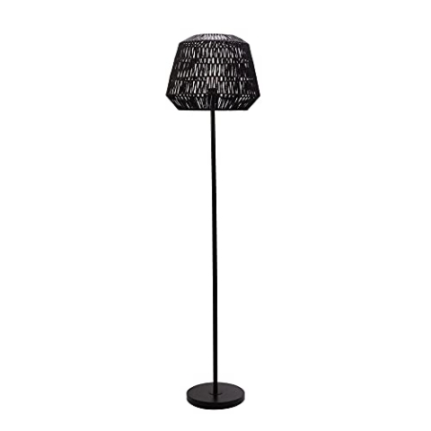 Pauleen 48227 Timber Pearl Stehleuchte max. 20 Watt Schwarz Stehlampe im Boho Look aus Papiergeflecht, Metall E27