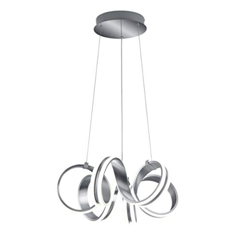 Trio Leuchten LED Pendelleuchte Carrera 325010105, Metall Aluminium gebürstet, inkl. 38 Watt LED, Switch Dimmer