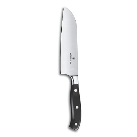Victorinox Grand Maître, Profi Santokumesser, Extra Scharfe Klinge, gerader Schliff, 17 cm, Kunststoffgriff, Rostfreier Stahl, schwarz