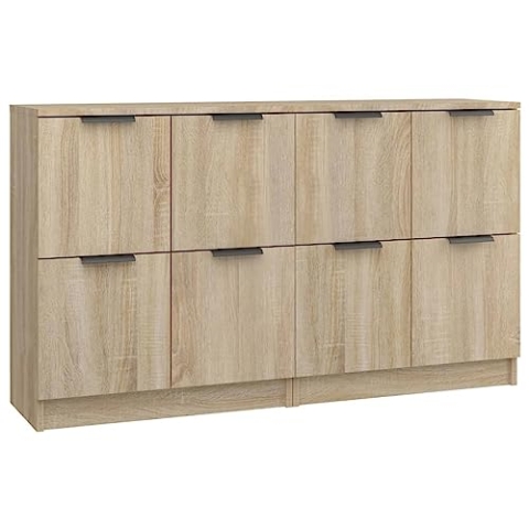 vidaXL 2X Sideboard Kommode Anrichte Schrank Beistellschrank Mehrzweckschrank Standschrank mit Türen Sonoma Eiche 60x30x70cm Holzwerkstoff
