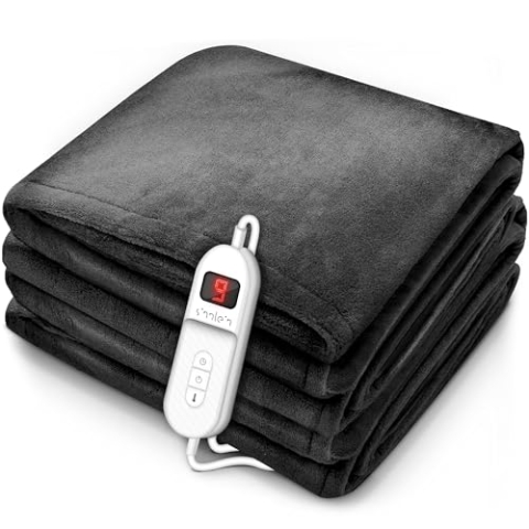 sinnlein® Heizdecke aus Plüsch 180 x 130 cm | elektrische Wärmedecke mit Abschaltautomatik | Kuscheldecke | Timerfunktion | 9 Temperaturstufen | waschbar bis 40°C | Digitalanzeige