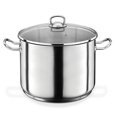 GSW Profi-Jumbotopf – hochwertiger Kochtopf mit Deckel, ideal für Familien und Gastronomie, großer XXL-Topf für Suppe, Nudeln und Eintopf – Edelstahl, 28 cm, 12 Liter, Silber