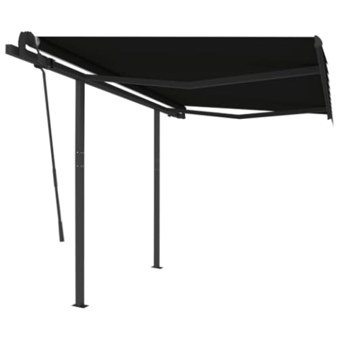 vidaXL Gelenkarmmarkise Automatisch mit Pfosten Markise Sonnenmarkise Balkonmarkise Sonnenschutz Sichtschutz Terrasse Garten 3x2,5m Anthrazit
