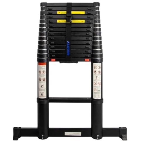 ALDORR Professional 5,20M Teleskopleiter aus hochwertigem Aluminium - Mehrzweckleiter - Belastbarkeit bis zu 150kg - Soft-Close-System - Opti-Grip - Sicher und zuverlässig (EN131)