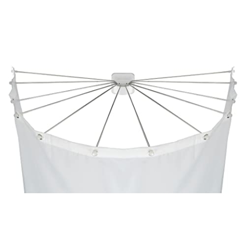 WENKO Duschschirm mit Edelstahl 12 Armen, Duschspinne als Duschvorhang, Duschvorhanghalter, 96 x 10,5 x 72 cm, Weiß