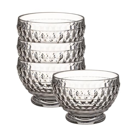 Villeroy & Boch Boston Dessertschalen 4er Set, 430 ml, Schale aus Kristallglas für Obst und Snacks, Spülmaschinengeeignet, Klar