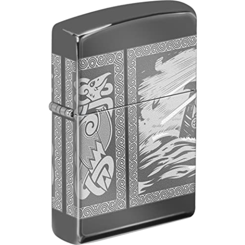Zippo – Sturmfeuerzeug, Viking Drakkar, Laser Engraved, Black Ice, nachfüllbar, in hochwertiger Geschenkbox, 60005581, Bunt, Einheitsgröße