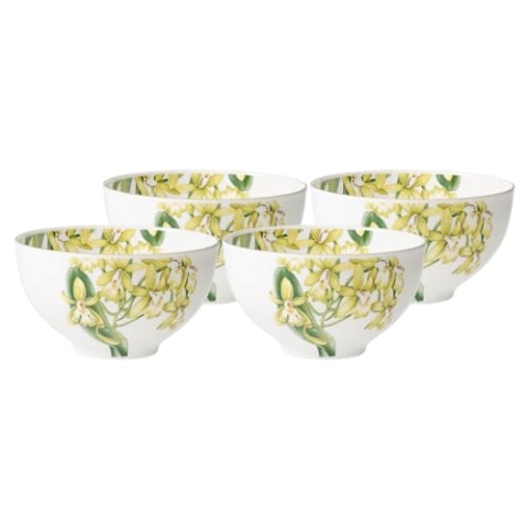 Villeroy & Boch Amazonia kleine runde Schale, Edles Geschirr aus Premium Bone Porzellan, 13 cm, 4er Set