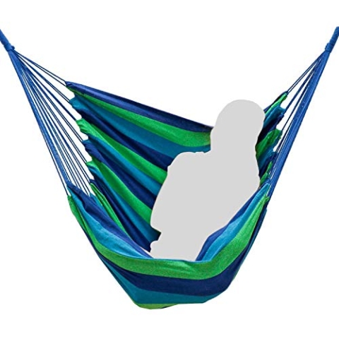 AMANKA Sitz-Hängematte 110x145cm Hängesessel bis 150kg Reise Hängestuhl Garten Hängeschaukel Outdoor Hängesitz Gestreift