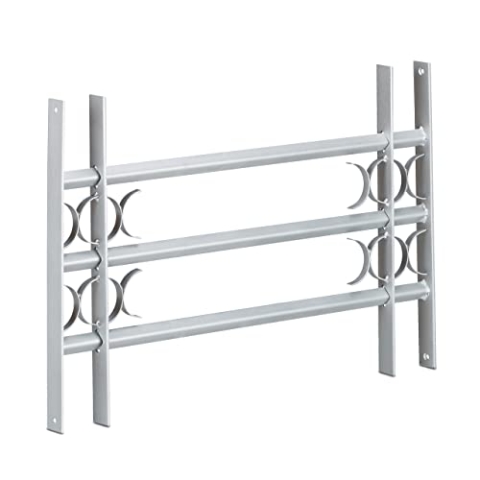 Relaxdays Fenstergitter Einbruchschutz, ausziehbar, für außen, Stahl, 450 x 700-1050 mm, Sicherheitsgitter, grau
