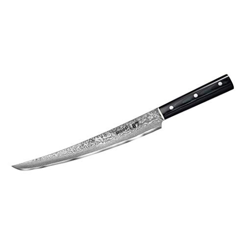 SAMURA Damascus 67 Tranchiermesser 230mm/9. Micarta Griff. Härte 61 HRC