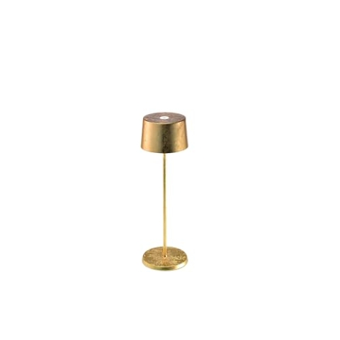 Zafferano, Olivia Pro Lampe mit Goldfarbenes Blatt, Tragbare und Wiederaufladbare Tischlampe mit Touch Control, Geeignet für Wohnzimmer und Außenbereich, Dimmer, 2700-3000 K, Höhe 35 cm