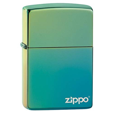 ZIPPO – High Polish Teal Zippo Logo – Sturmfeuerzeug, nachfüllbar, in hochwertiger Geschenkbox