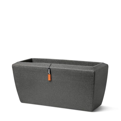Capi Europe - Gefäß rechteckig Arc Granite - 90x35x40 - Anthrazit - Blumentopf für den Innen- und Außenbereich - Bruchfest - 100% recycelbar NATS8062