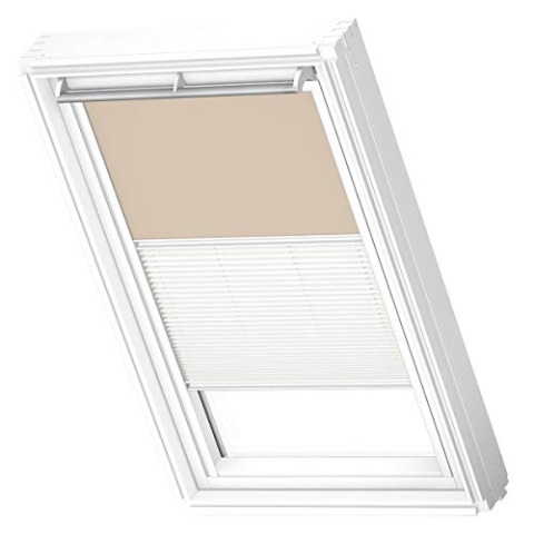 VELUX Original Dachfenster Duo Verdunkelungsrollo für SK06, Sandbeige, mit weißer Führungsschiene
